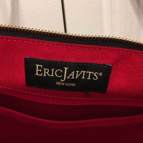 Eric Javits Squishee Woven Straw Shoulder Bag Leather Trim - Picture 9 of 12